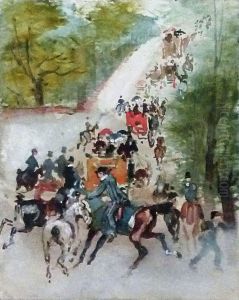 Attelagesen Promenade Au Bois by Jules, Baron Finot