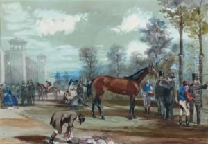 Scene De Course by Jules, Baron Finot