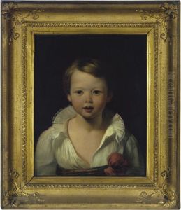 Portrait Of A Young Girl, Bust-length, In A White Shirt And Redsash