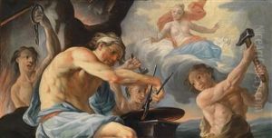 Vulcan Forging The Weapons For Aeneas by Jacques Firens