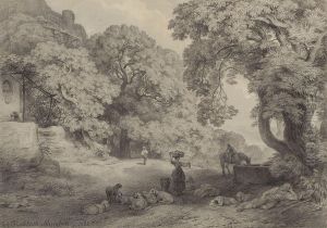 Hirtenidyll Inbaumlandschaft by Johann Heinrich Fischbach