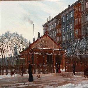 Street Scape From Copenhagen At Wintertime by August Fischer