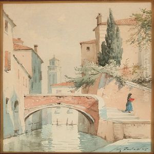 Canal Scene From Venice by August Fischer
