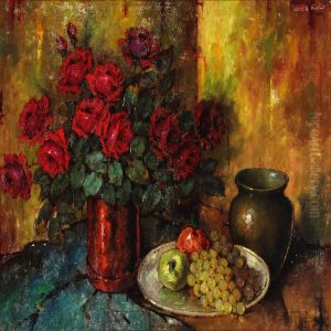 Still Life With Flowers And Fruit by Carl Holger Fischer