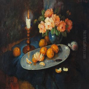 Still Life With Flowers, Oranges And Candlestick