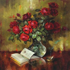 Still Life With Roses In A Vase by Carl Holger Fischer