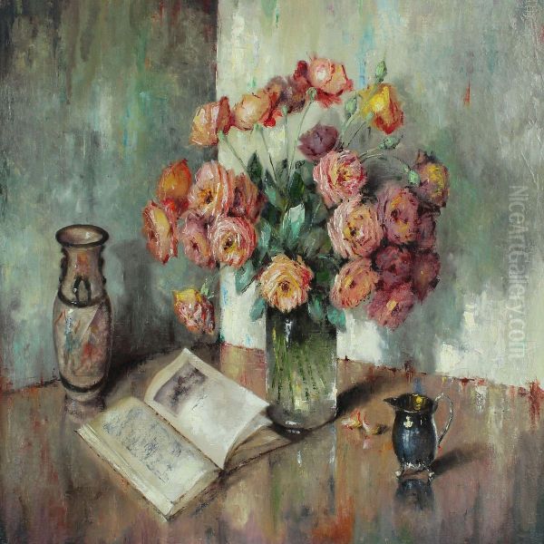 Still Life With Flowers, Book, Jug And Vase - view 1