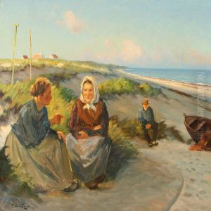 Evening Chat On Abeach At Sunset by Edmund Fischer