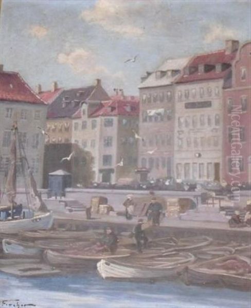 Figures On A Quay With Boats - view 1