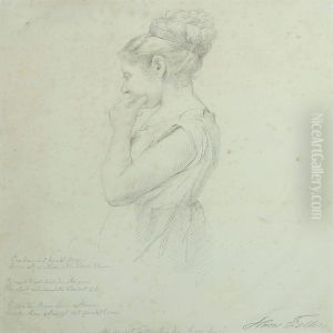 Portrait Of A Young Woman And Verse by Hans Christian Fischer