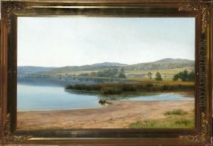 A Calm Day By A Lake In Jutland, Denmark by Hans Christian Fischer