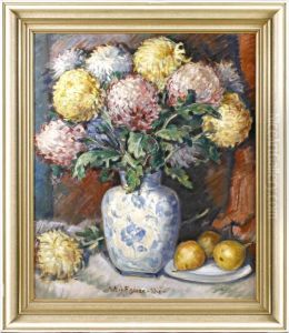 Chrysanthemenstillleben Mit Fruchteteller