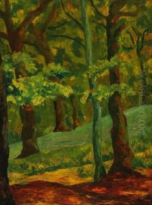 View Of A Forest Interior by Johannes Fischer