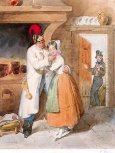 Coppia D""""innamorati Ascoltata Di Nascosto by Leopold Fischer