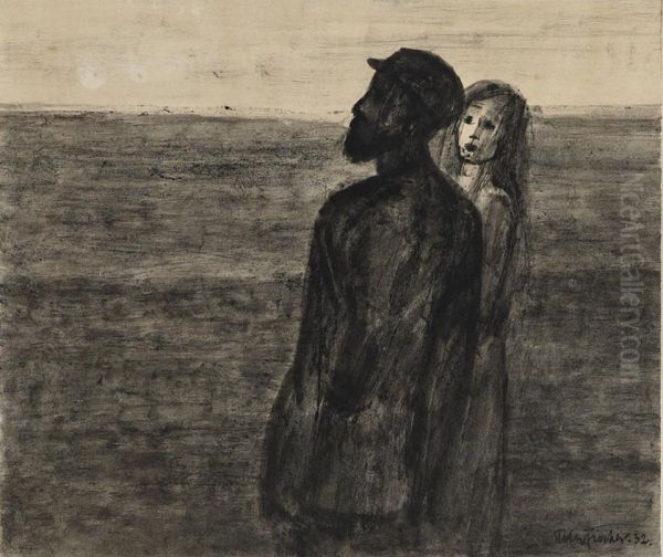 Man In Hat And Young Girl In A Field - view 1