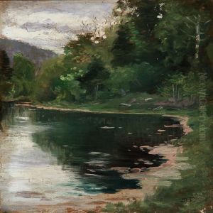Forest Scene With A Lake by Paul-Gustave Fischer