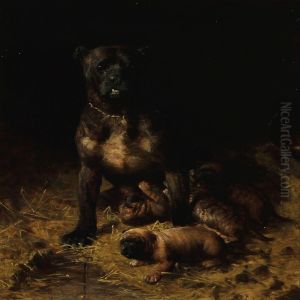 A Mastiff With Puppies by Vilhelm Theodor Fischer