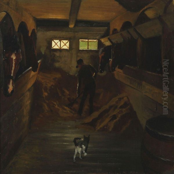 Stable Interior With Horses Getting Fodder - view 1