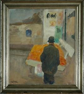 Street Scene With A Man by Carl Fischer-Koystrand
