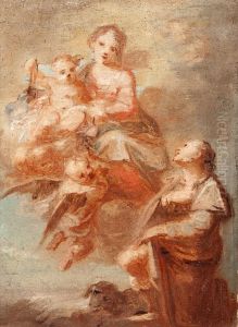 La Virgen Con El Nino Jesus Y San Roque by Fedele Fischetti