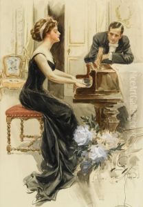 A Lady And Her Suitor by Harrison C. Fisher