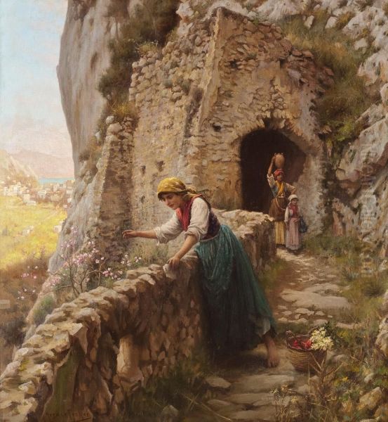 Bauerinnen Vor Mediterraner Kulisse, Wohl Capri - view 1
