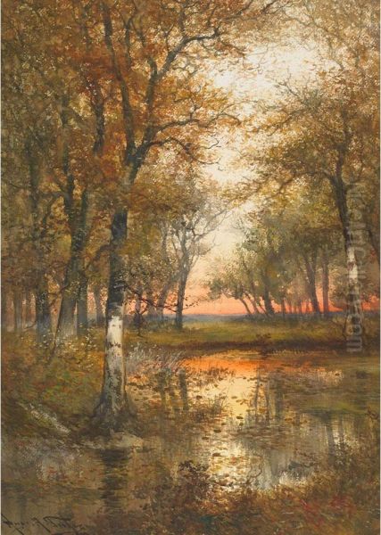 Woodland Pool, Sunset - view 1