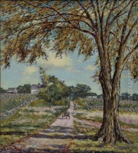 Carriage Ride On A Country Lane by Hugo Melville Fisher