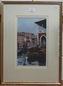 Workboats At Rest; The Vegetable Market From The Rialto by John (Bishop of Salisbury) Fisher