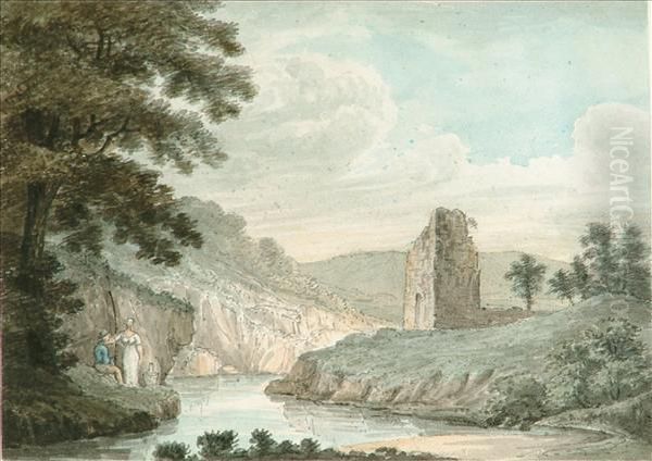 River Landscape Withfigures Upon A Bank - view 1