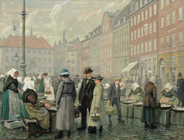 Skovshoved Fisherwomen And Customers At Gammel Strand - view 1
