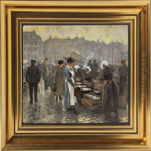 Porcelain Plaque With Printet Decoration by Paul-Gustave Fischer