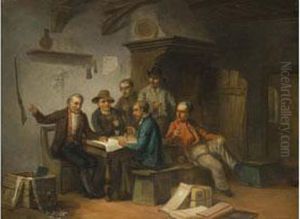 Zeitungslekture In Der Wirtsstube by Leopold Fissette