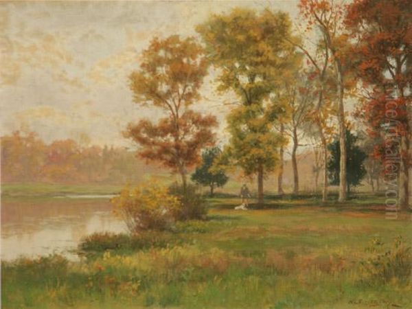 Riverlandscape With Figure And Dog - view 1