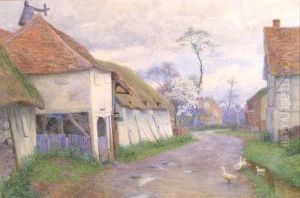 Ducks On A Village Road by Florence Fitzgerald
