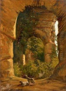Interieur De Ruines A Rome by Gregoire Isidore Flacheron