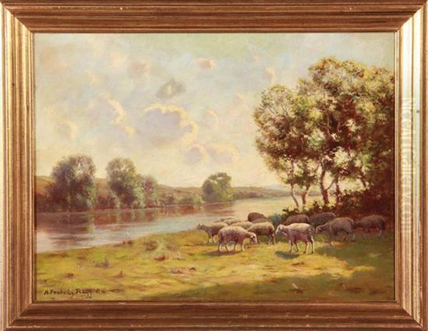 River Scene With Sheep - view 1