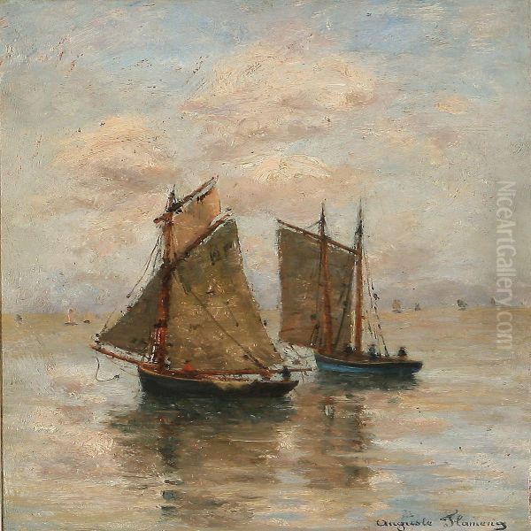 Marine Scene With Numerous Sailboats - view 1