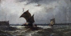 "vista De Puerto Con Mar Picada" by Marie-Auguste Flameng