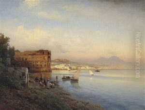 View Of The Bay Of Naples With The Palace Of Queen Johanna