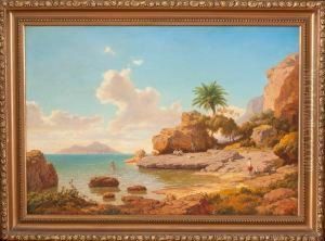 Veduta Di Palazzo A Mare A Capri Con Bagnanti by Albert Flamm