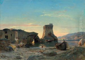 Fisherfolk On The Amalfi Coast, Dusk