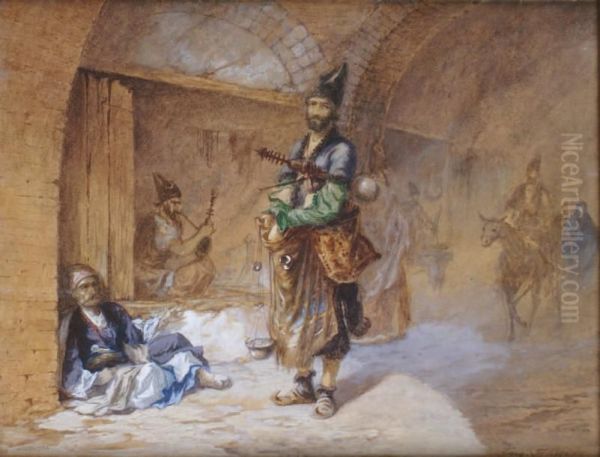 Marchand Et Musicien Dans Un Souk D'orient - view 1