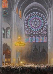 Ceremonie, Notre Dame De Paris by Jules Flandrin
