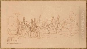 La Halte Des Cavaliers by Paul Flandrin