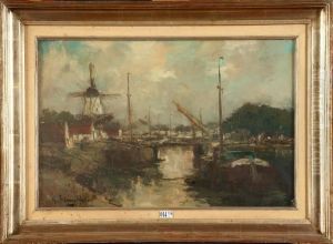 Vieux Canal En Hollande by Gustave Flasschoen