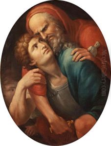 Eneas, Anquises Y Ascanio Huyendo Del Incendio De Troya by Josep Bernat Flaugier