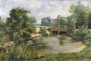 Sommerlich-sonnige Bachlandschaft by Wilhelm Fleckinger