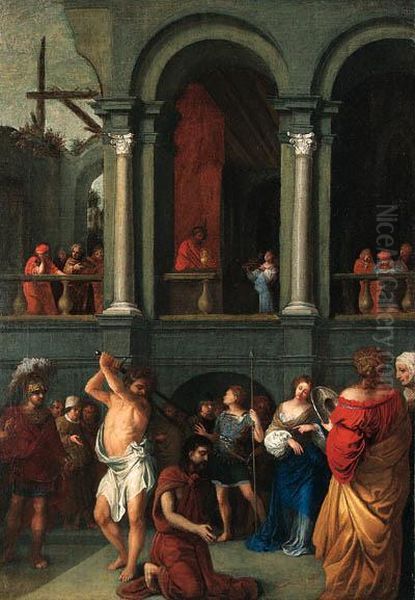 The Beheading Of John The Baptist, With Salome Receiving The Headfrom Herod On A Gallery Beyond - view 1