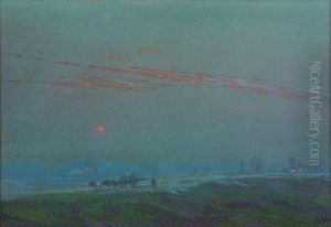Paysage Avec Un Attelage Devant Une Ville by Camille Flers